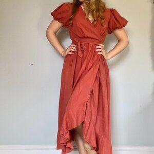 Flowy URBAN OUTFITTERS Burnt Orange Wrap dress size M WITH POCKETS